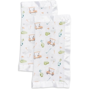 image:imageLulujo Unisex Breathable Cotton Muslin Security Blanket with Silky Satin Trim Neutral Comforting Blanket 16 x 16 GolfGolf