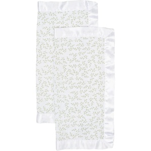 image:imageLulujo Unisex Breathable Cotton Muslin Security Blanket with Silky Satin Trim Neutral Comforting Blanket 16 x 16 GolfGreenery