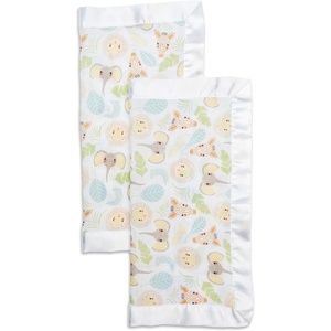 image:imageLulujo Unisex Breathable Cotton Muslin Security Blanket with Silky Satin Trim Neutral Comforting Blanket 16 x 16 GolfJungle Safari