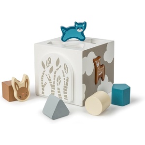 image:imageMary Meyer Leika Wooden Toys Shape Sorter Cube Montessori Toys for 18 Months Old Toddler Preschool Gifts 5 x 475Inches Woodland Animals