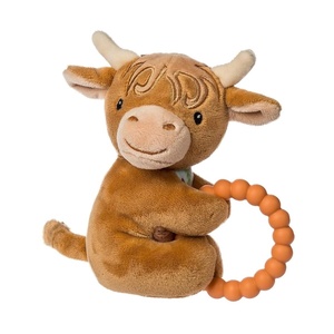 image:imageMary Meyer Soft Baby Rattle with Soothing Teether Ring 6Inches Hetty Highland Cow