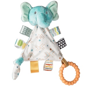 image:imageTaggies Teething Toys Baby Rattle Portable Triangle Activity Toy with Sensory Tags 6Inches Elephant